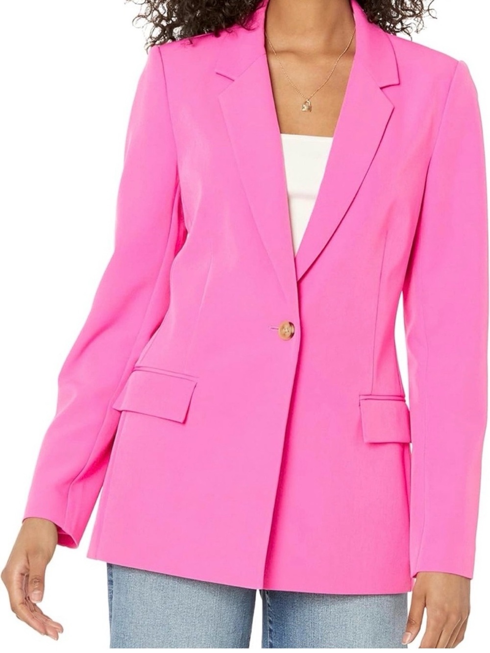 NWT Women's Bright Pink Single-Button Blazer. Perfect for Fall! - Picture 2 of 7